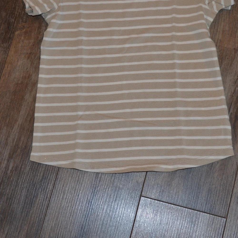 Old Navy Tan and White Striped Blouse